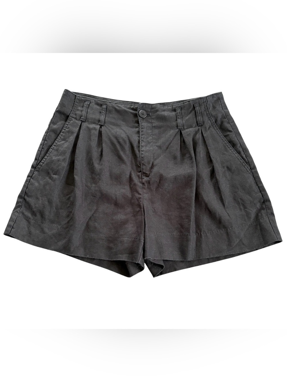 Banana Republic 100% Linen Pleated Shorts Black Size 10